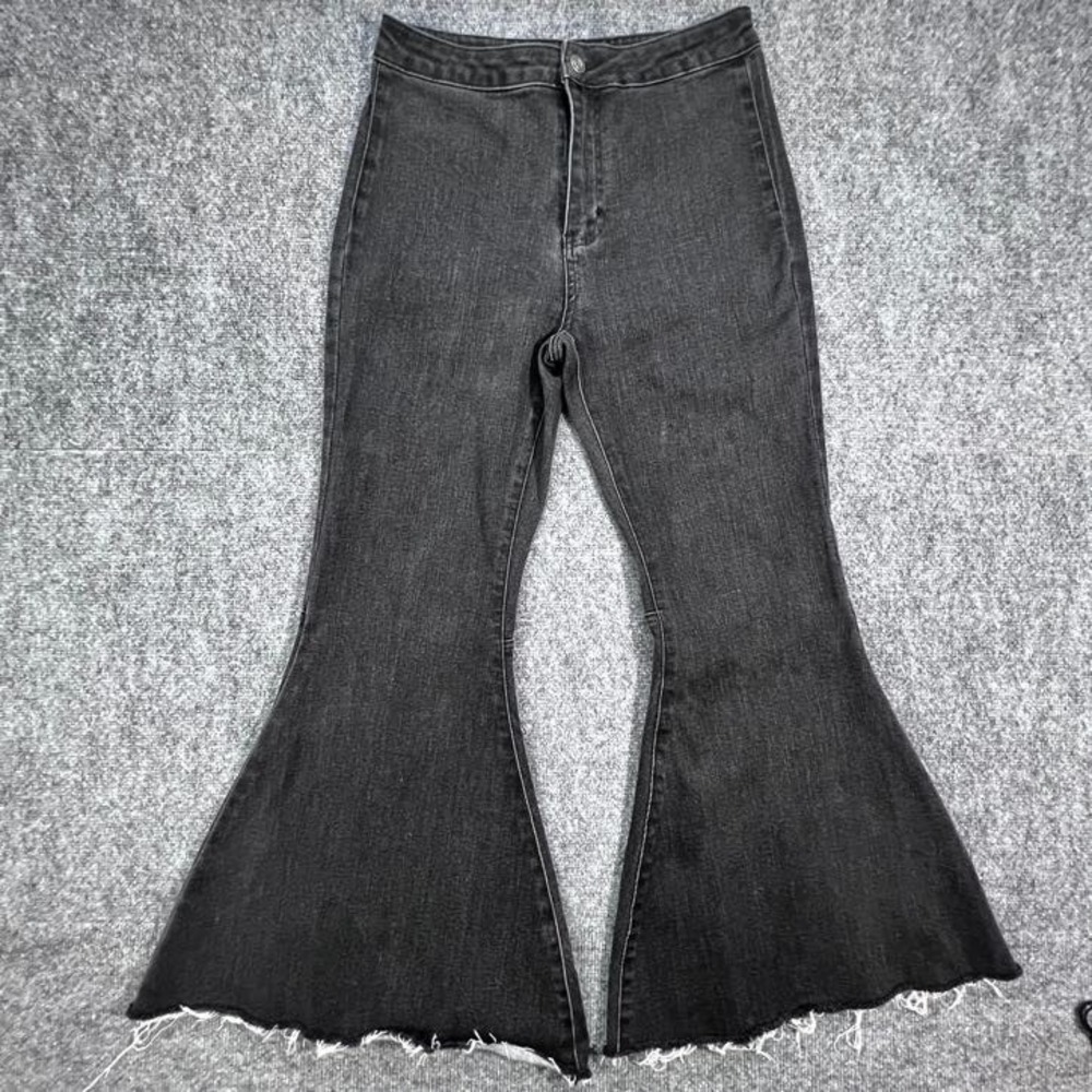 Before You Black Denim Flared Women's Jeans Fringe Hem With Love, From Atl Y2K